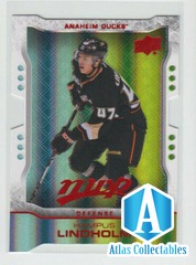 14/15 UD MVP Anaheim Ducks Hampus Lindholm Colors & Contours Teal L2 card #63
